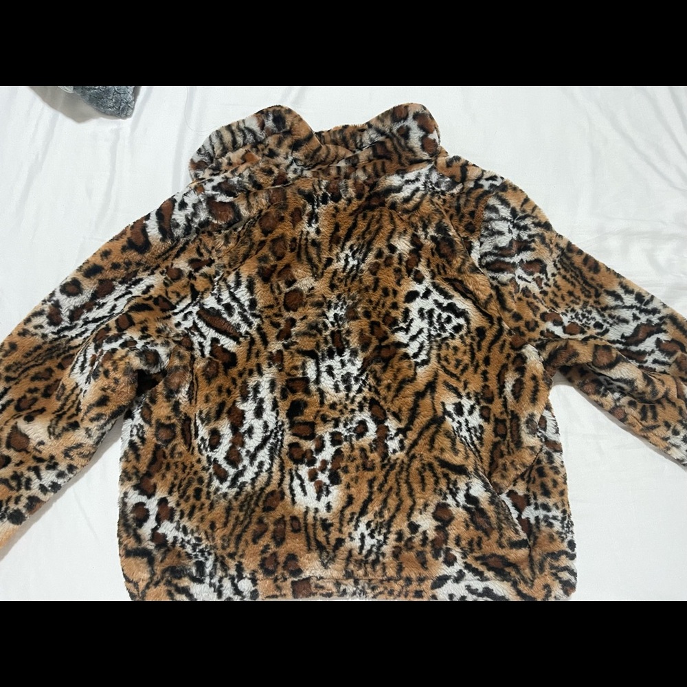 Faux fur animal print jacket.  Size XL.